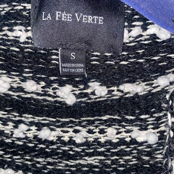 Anthropologie LA FEE VERTE sweater fringe ball boho chunky S cardigan mob - Picture 2 of 8